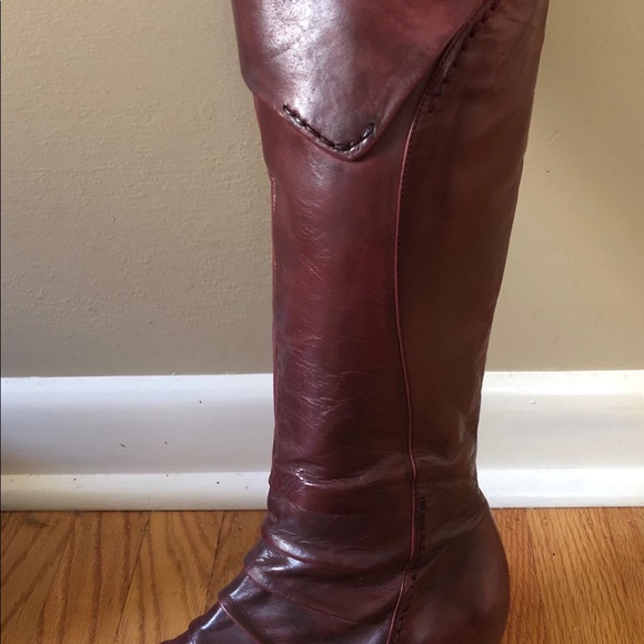 Red plum leather boots - Picture 4 of 6